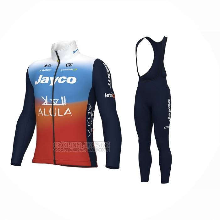 2024 Cycling Jersey Jayco AlUla Blue Orange Long Sleeve And Bib Short